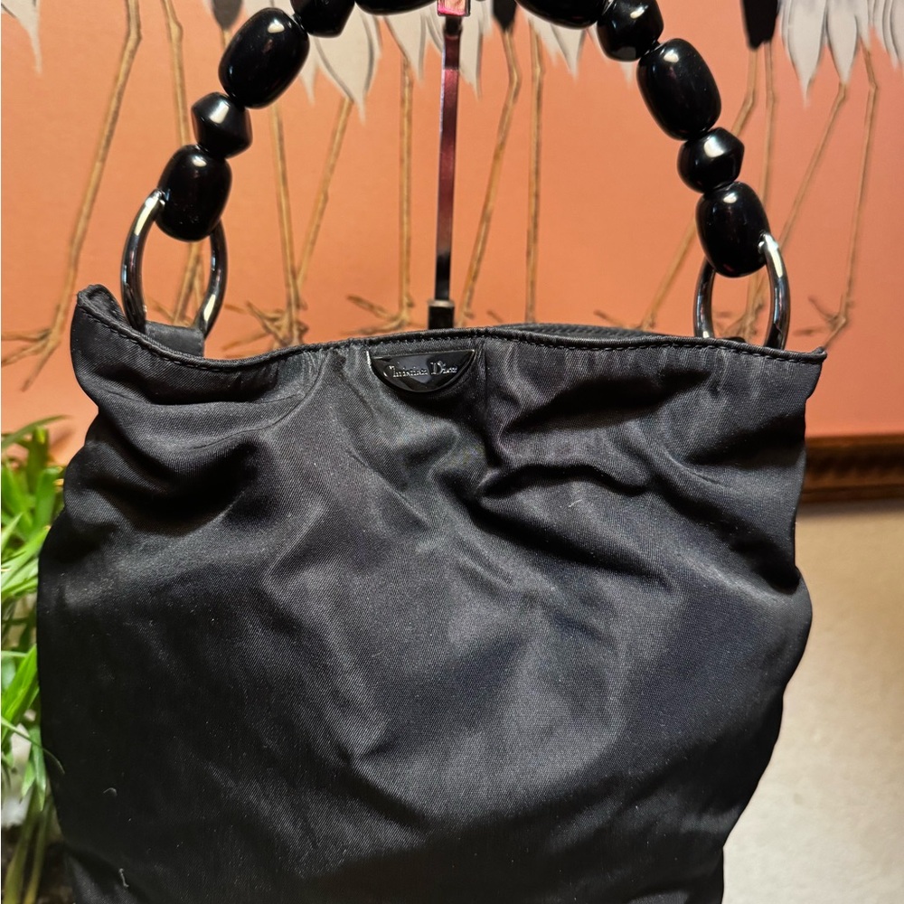 DIOR Christian Dior Vintage Nylon Maris Pearl/beaded handle Mini Bag y2k